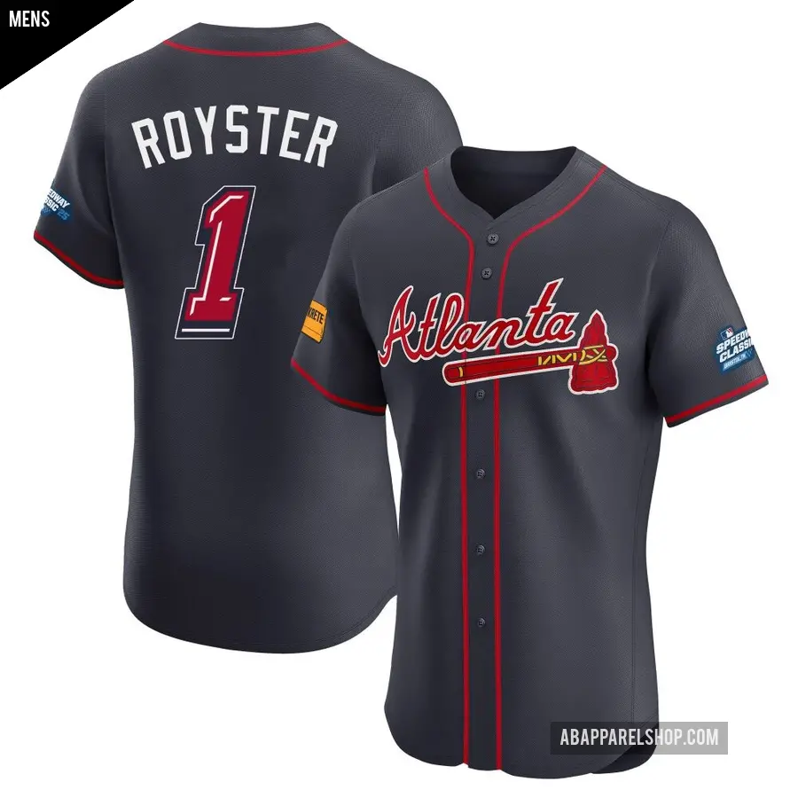 Men's Atlanta Braves ＃1 Jerry Royster Elite Navy 2025 Speedway Classic Alternate Jersey