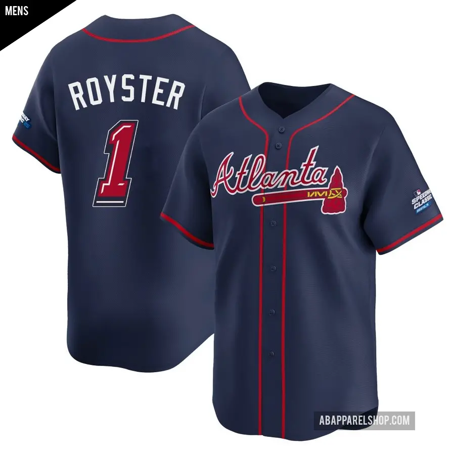 Men's Atlanta Braves ＃1 Jerry Royster Limited Navy 2025 Speedway Classic Alternate Jersey