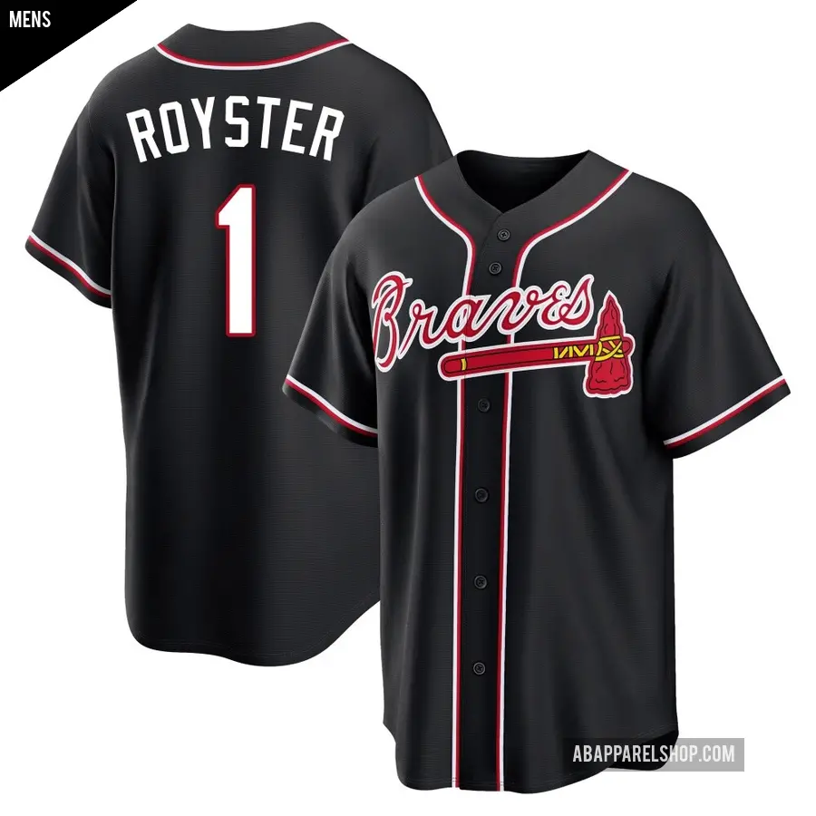 Men's Atlanta Braves ＃1 Jerry Royster Replica Black Fashion Out Jersey