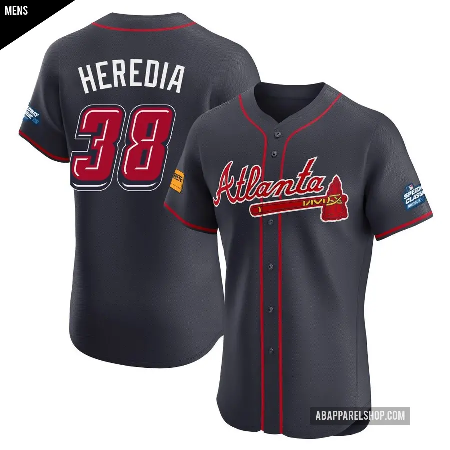 Men's Atlanta Braves ＃38 Guillermo Heredia Elite Navy 2025 Speedway Classic Alternate Jersey