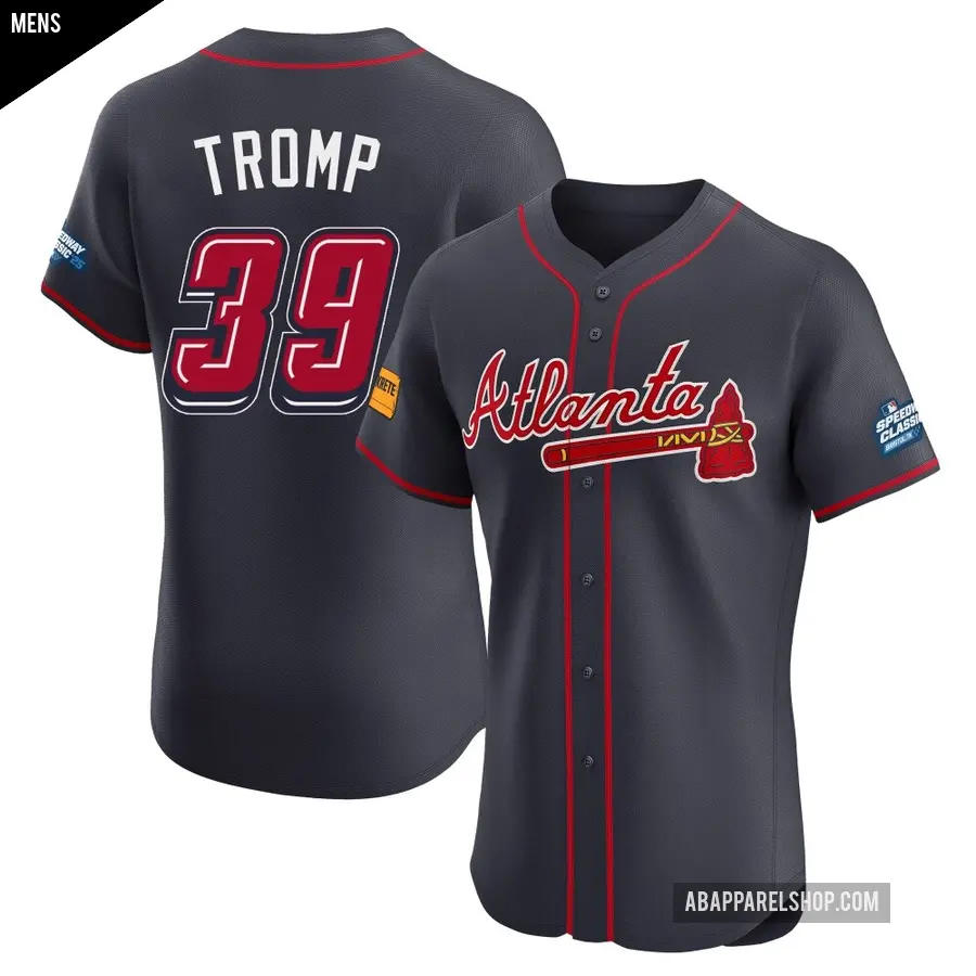 Men's Atlanta Braves ＃39 Chadwick Tromp Elite Navy 2025 Speedway Classic Alternate Jersey