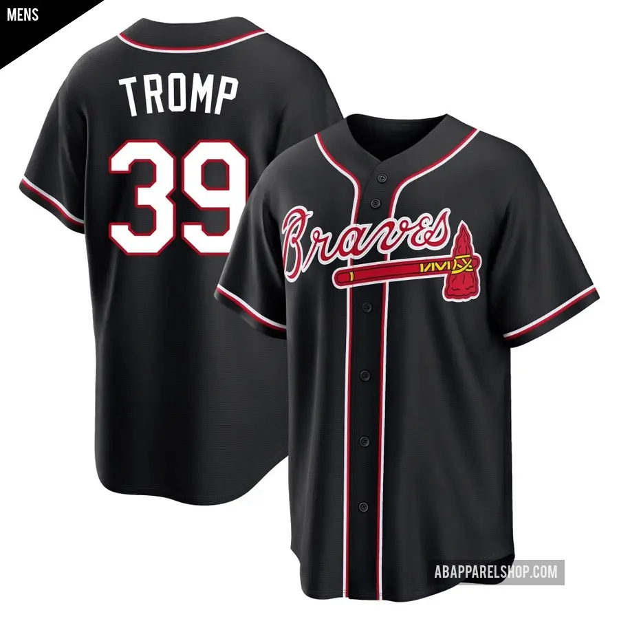 Men's Atlanta Braves ＃39 Chadwick Tromp Replica Black Fashion Out Jersey