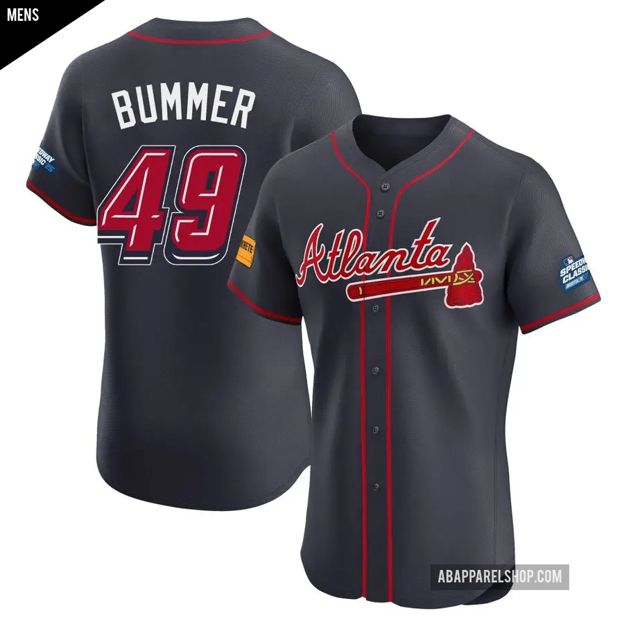 Men's Atlanta Braves ＃49 Aaron Bummer Elite Navy 2025 Speedway Classic Alternate Jersey