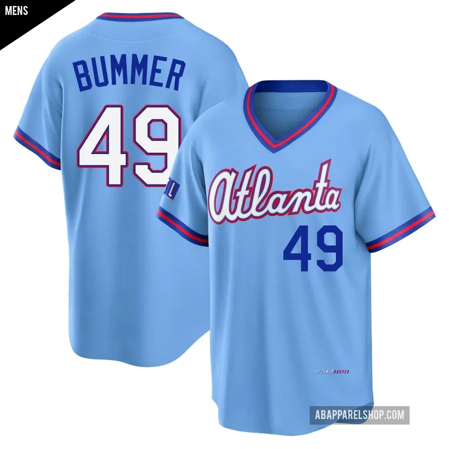 Men's Atlanta Braves ＃49 Aaron Bummer Limited Blue Powder 2026 City Connect Stadium Jersey