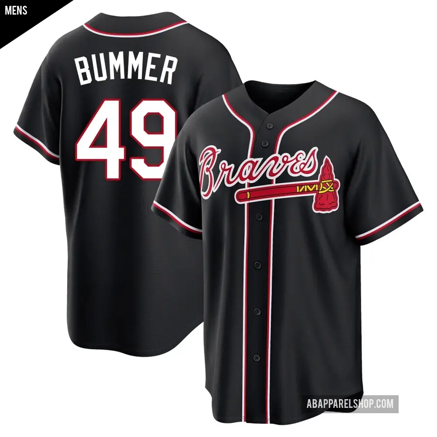 Men's Atlanta Braves ＃49 Aaron Bummer Replica Black Fashion Out Jersey