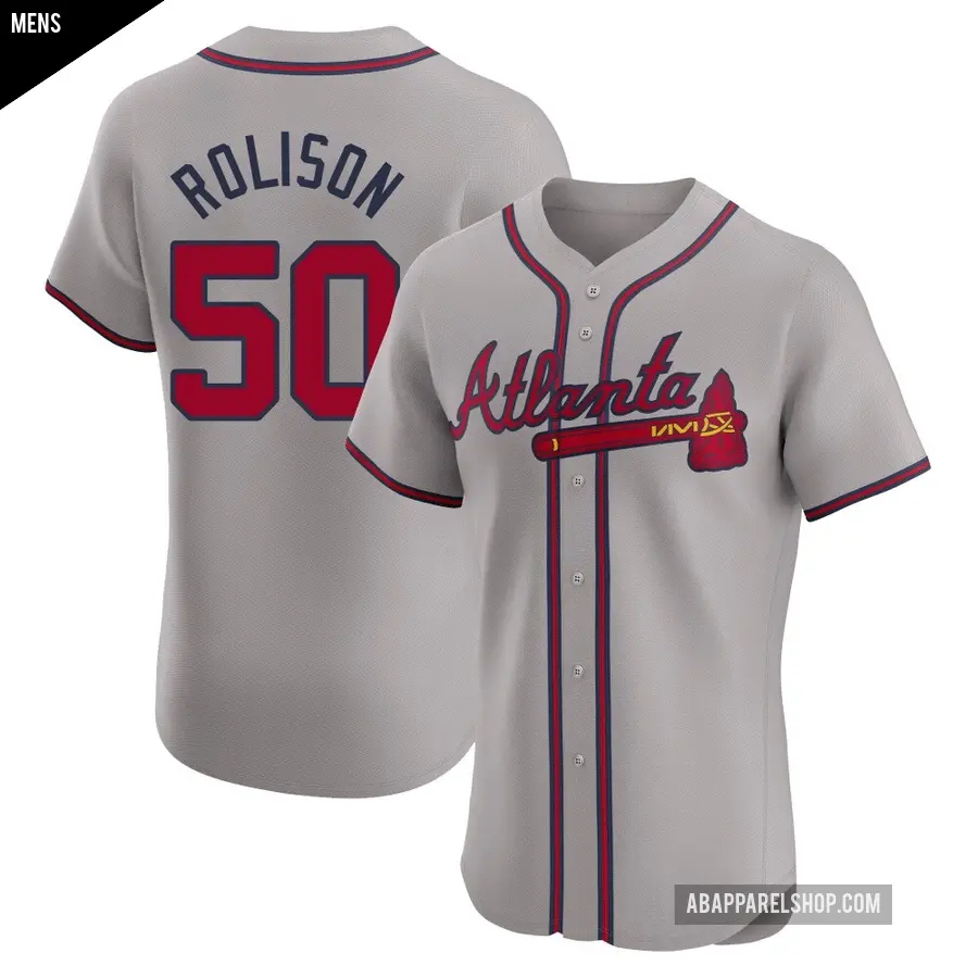 Men's Atlanta Braves ＃50 Ryan Rolison Elite Gray Road Jersey