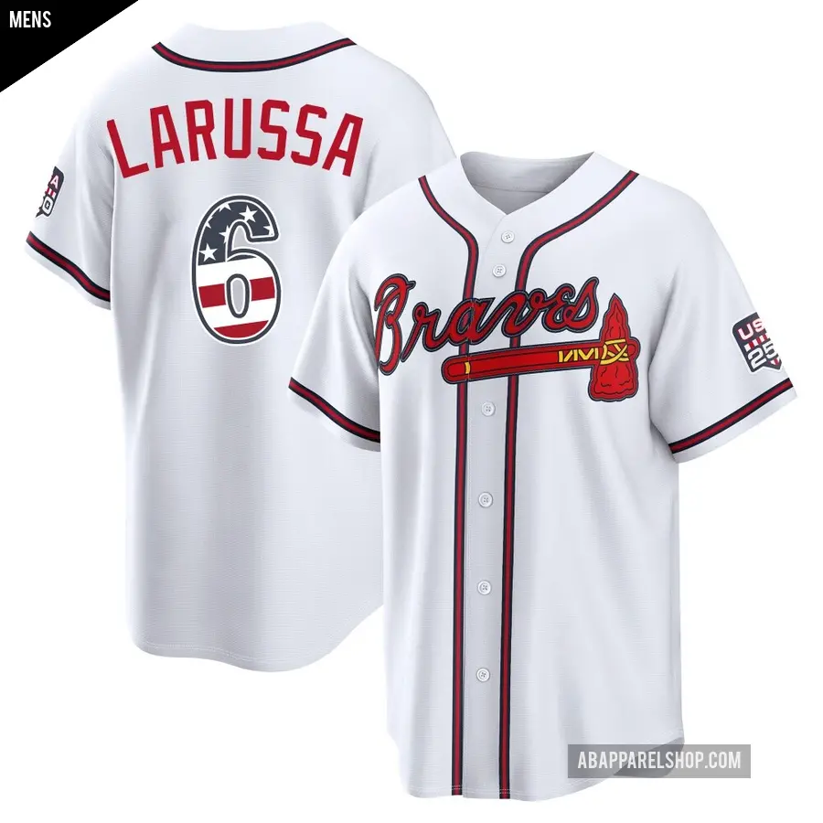 Men's Atlanta Braves ＃6 Tony Larussa Limited White USA 250 Fourth Of July Home Stadium Jersey