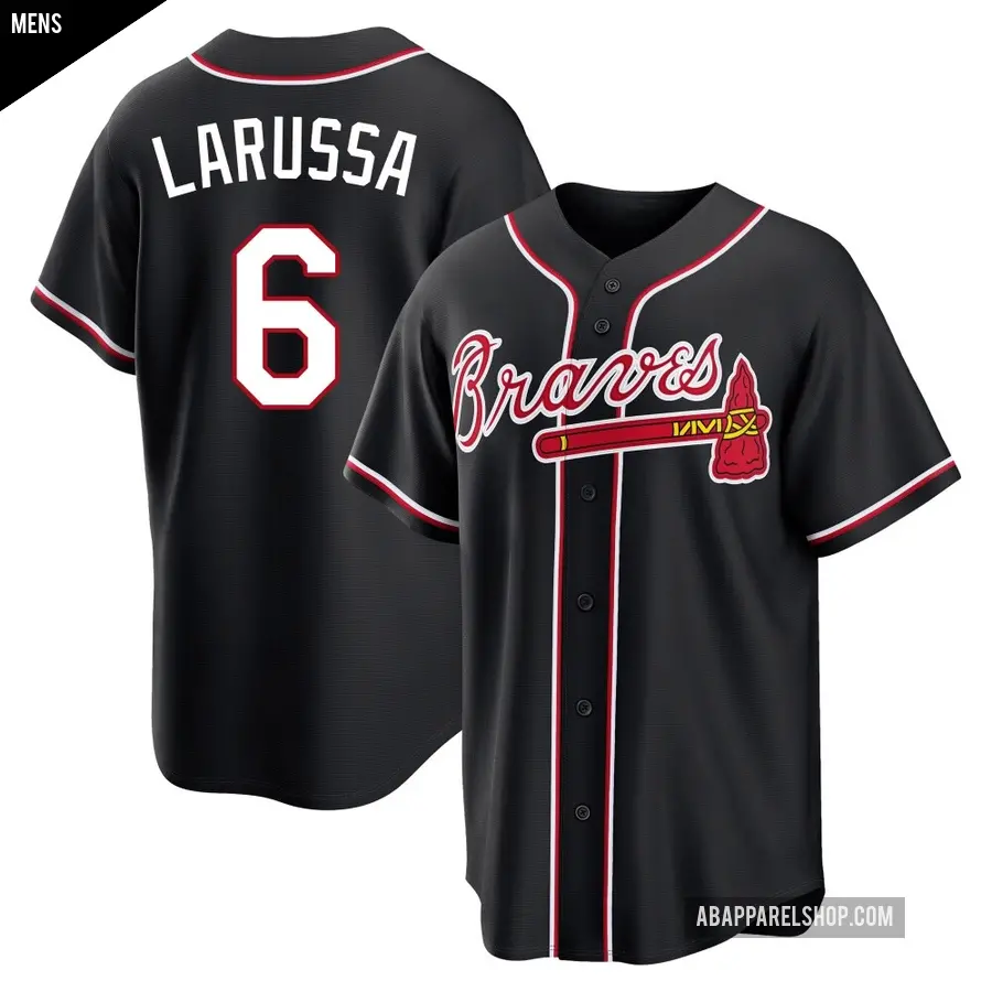 Men's Atlanta Braves ＃6 Tony Larussa Replica Black Fashion Out Jersey