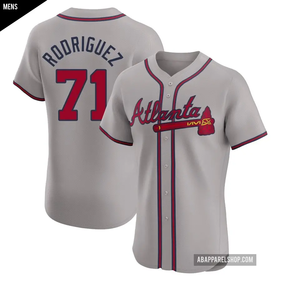 Men's Atlanta Braves ＃71 Carlos Rodriguez Elite Gray Road Jersey