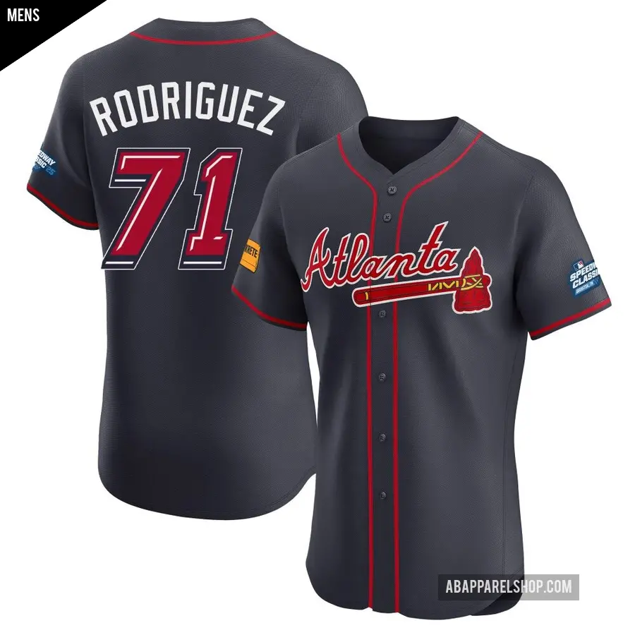 Men's Atlanta Braves ＃71 Carlos Rodriguez Elite Navy 2025 Speedway Classic Alternate Jersey