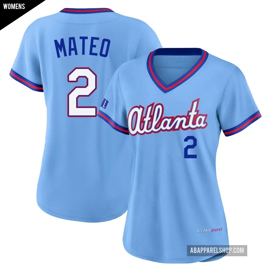 Women's Atlanta Braves ＃2 Jorge Mateo Limited Blue Powder 2026 City Connect Stadium Jersey