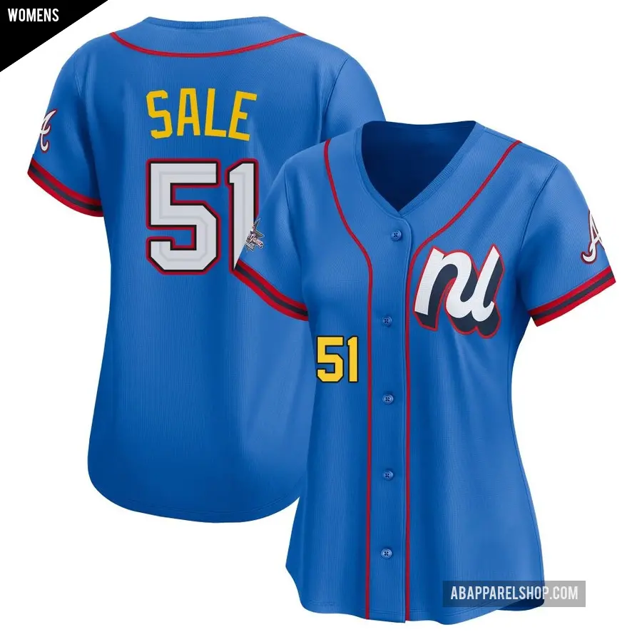 Women's Atlanta Braves ＃51 Chris Sale Limited Blue National League 2025 All-Star Edition Jersey