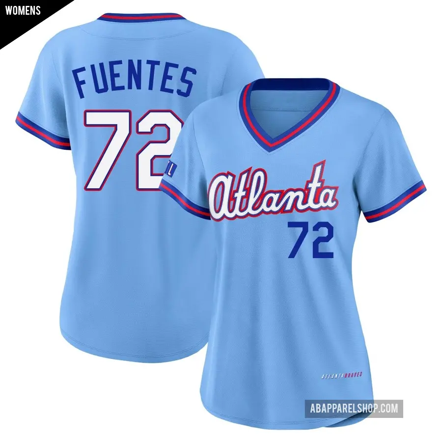 Women's Atlanta Braves ＃72 Didier Fuentes Limited Blue Powder 2026 City Connect Stadium Jersey