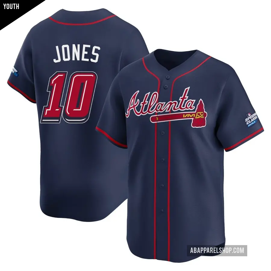 Youth Atlanta Braves ＃10 Chipper Jones Limited Navy 2025 Speedway Classic Alternate Jersey