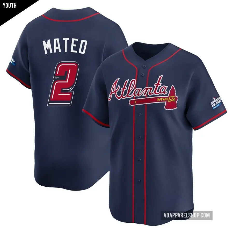 Youth Atlanta Braves ＃2 Jorge Mateo Limited Navy 2025 Speedway Classic Alternate Jersey