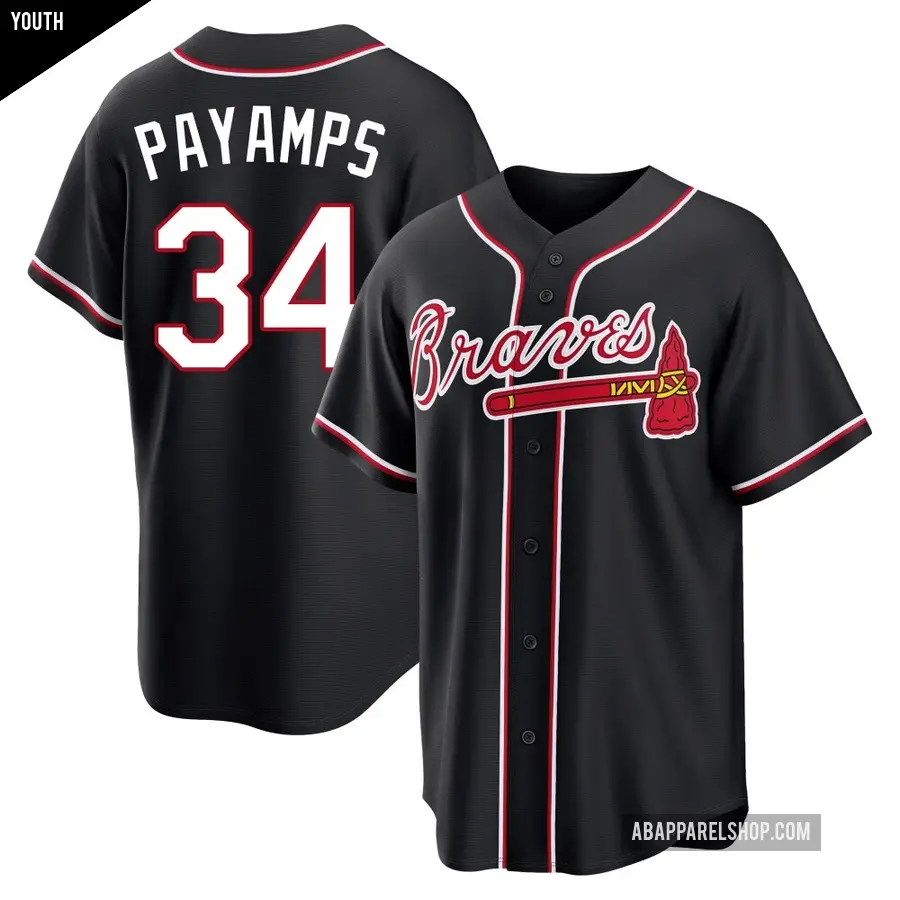 Youth Atlanta Braves ＃34 Joel Payamps Replica Black Fashion Out Jersey