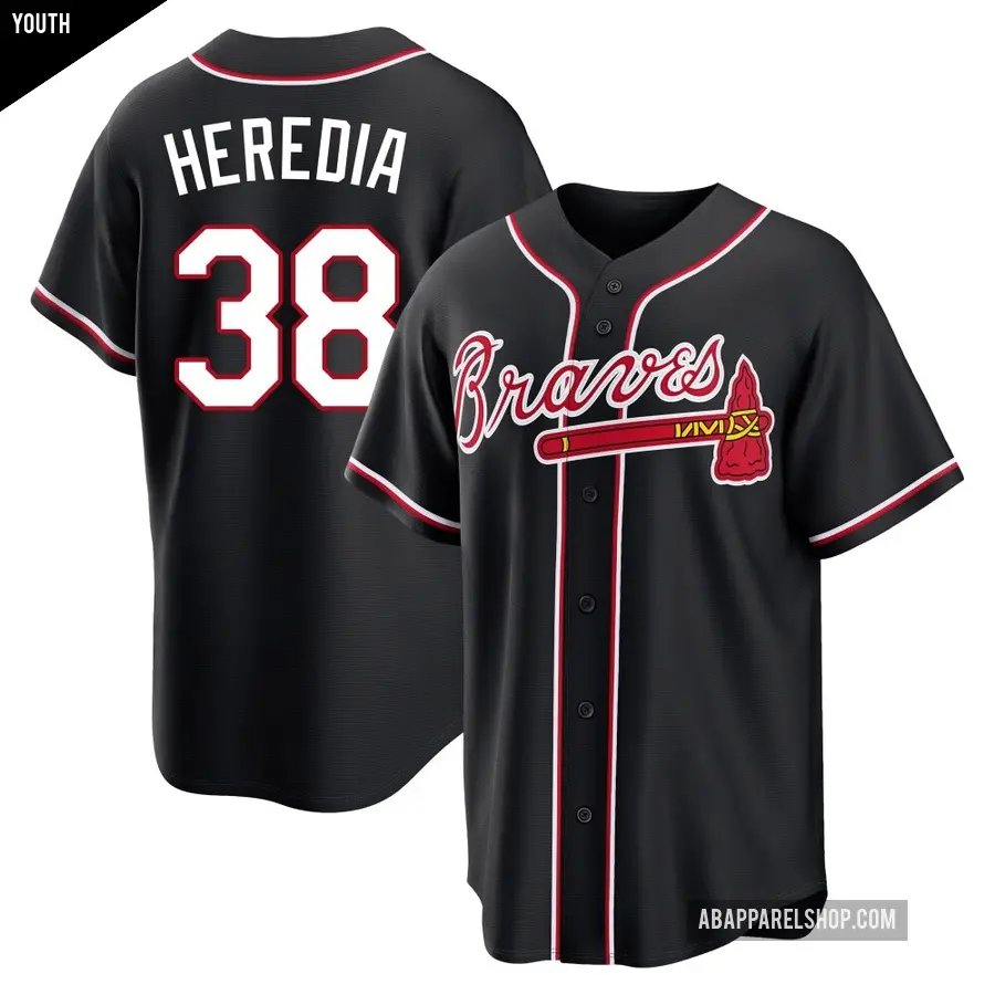 Youth Atlanta Braves ＃38 Guillermo Heredia Replica Black Fashion Out Jersey