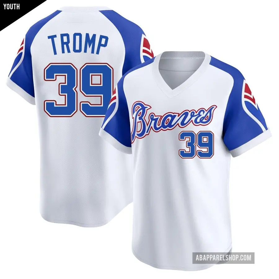 Youth Atlanta Braves ＃39 Chadwick Tromp Limited White Throwback Cooperstown Collection Jersey