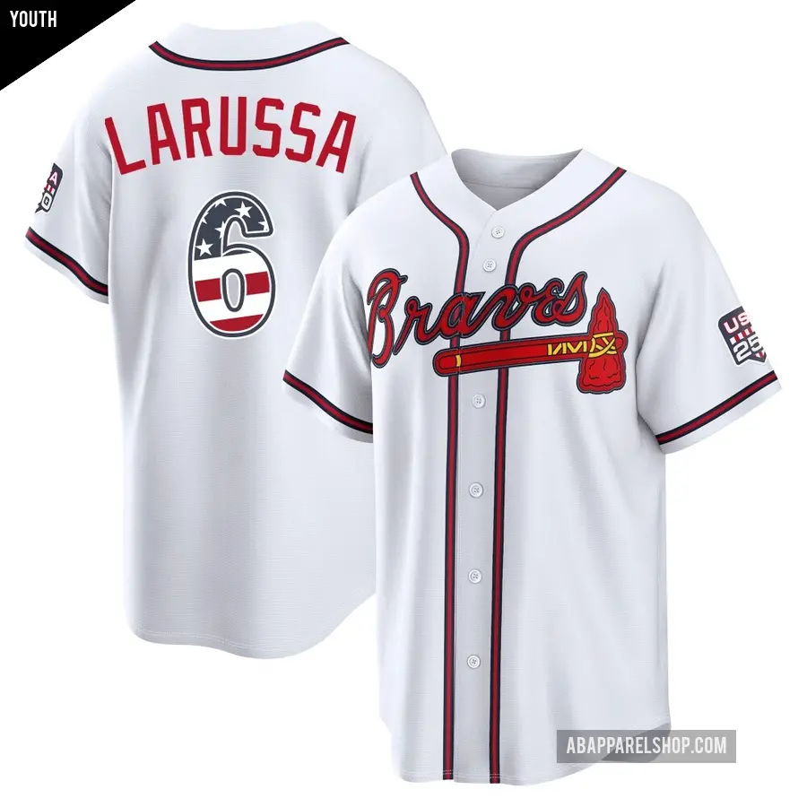 Youth Atlanta Braves ＃6 Tony Larussa Limited White USA 250 Fourth Of July Home Stadium Jersey