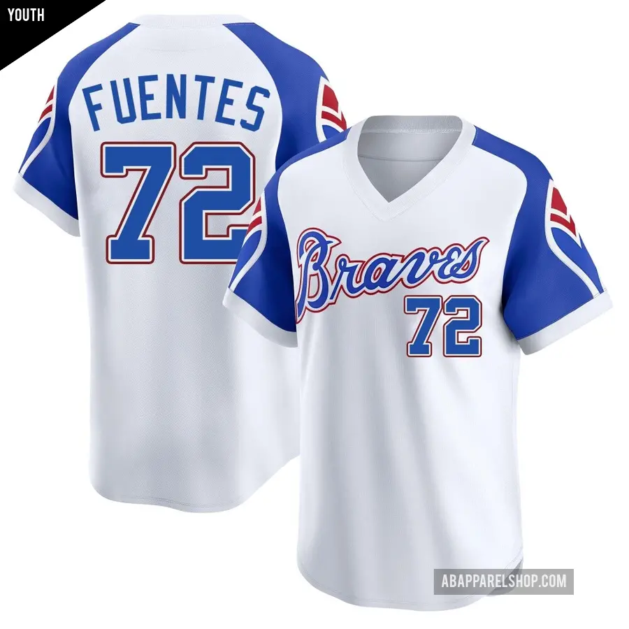 Youth Atlanta Braves ＃72 Didier Fuentes Limited White Throwback Cooperstown Collection Jersey